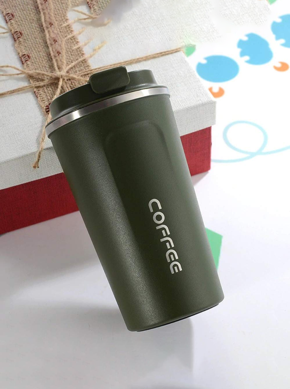 Stainless Steel Insulated Travel Coffee Mug with Leak-Proof Flip Lid (510ml) | Double Wall Vacuum Thermal Cup for Hot & Cold Drinks, Tea, Coffee | Reusable Car Tumbler with Anti-Slip Grip