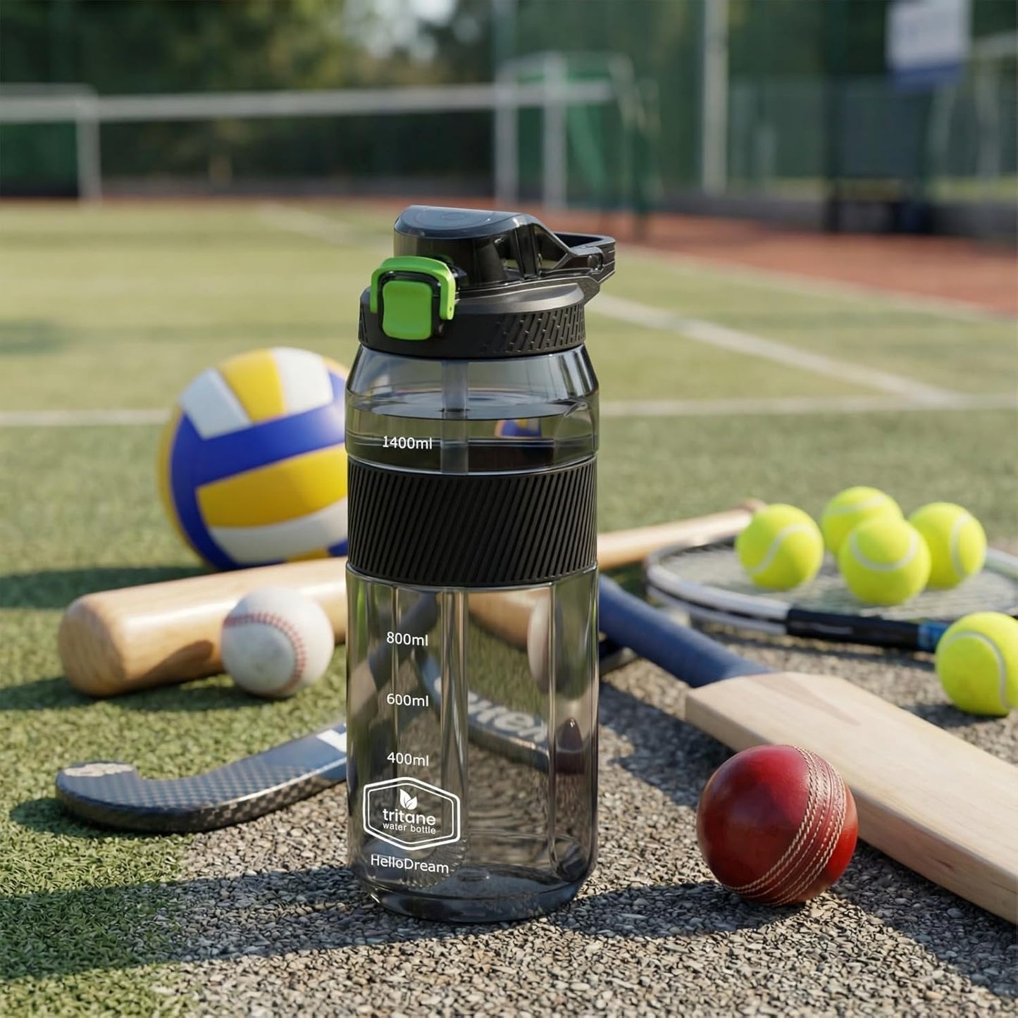 Kitchzohome 1.4L Tritan Water Bottle with Straw | 1400ML BPA Free Leakproof Sports & Gym Water Bottle with Handle | Large Reusable Sipper Bottle for Office, Travel, Cycling & Fitness