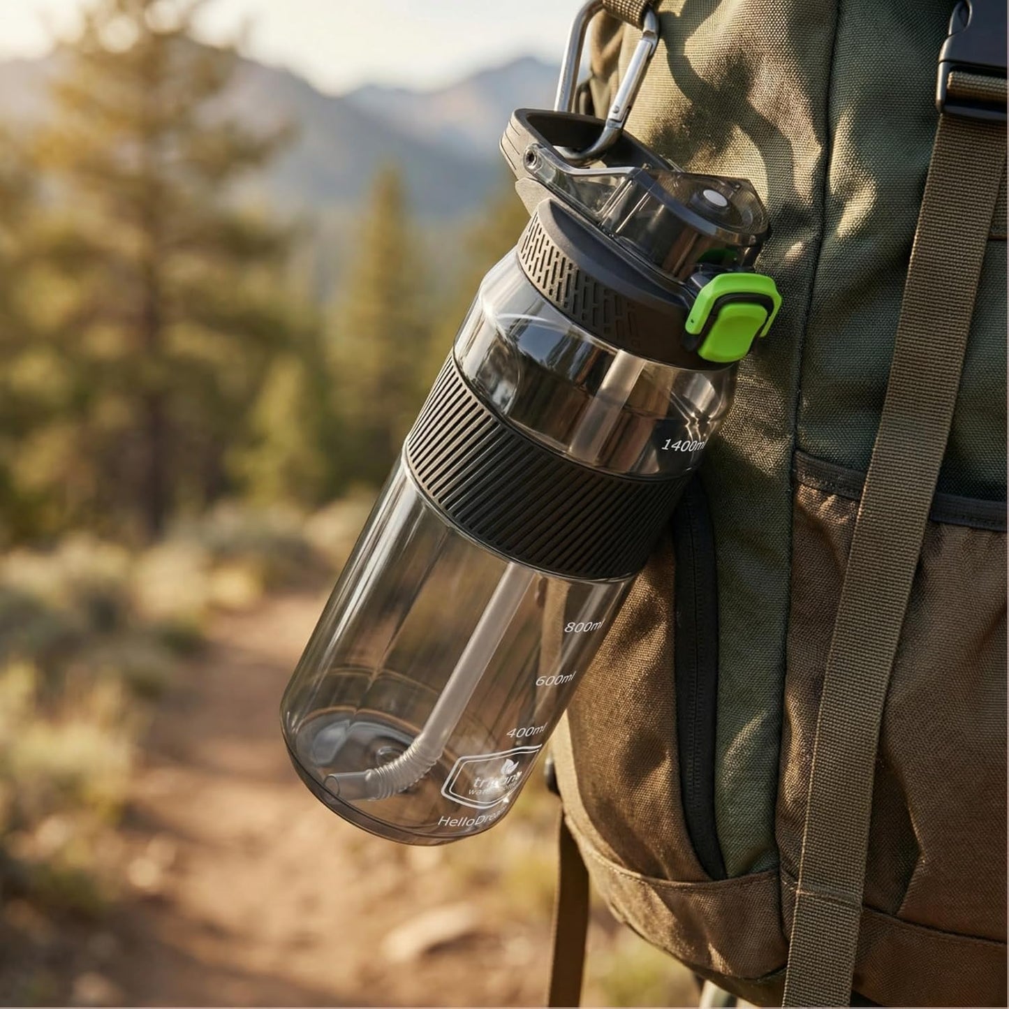 Kitchzohome 1.4L Tritan Water Bottle with Straw | 1400ML BPA Free Leakproof Sports & Gym Water Bottle with Handle | Large Reusable Sipper Bottle for Office, Travel, Cycling & Fitness