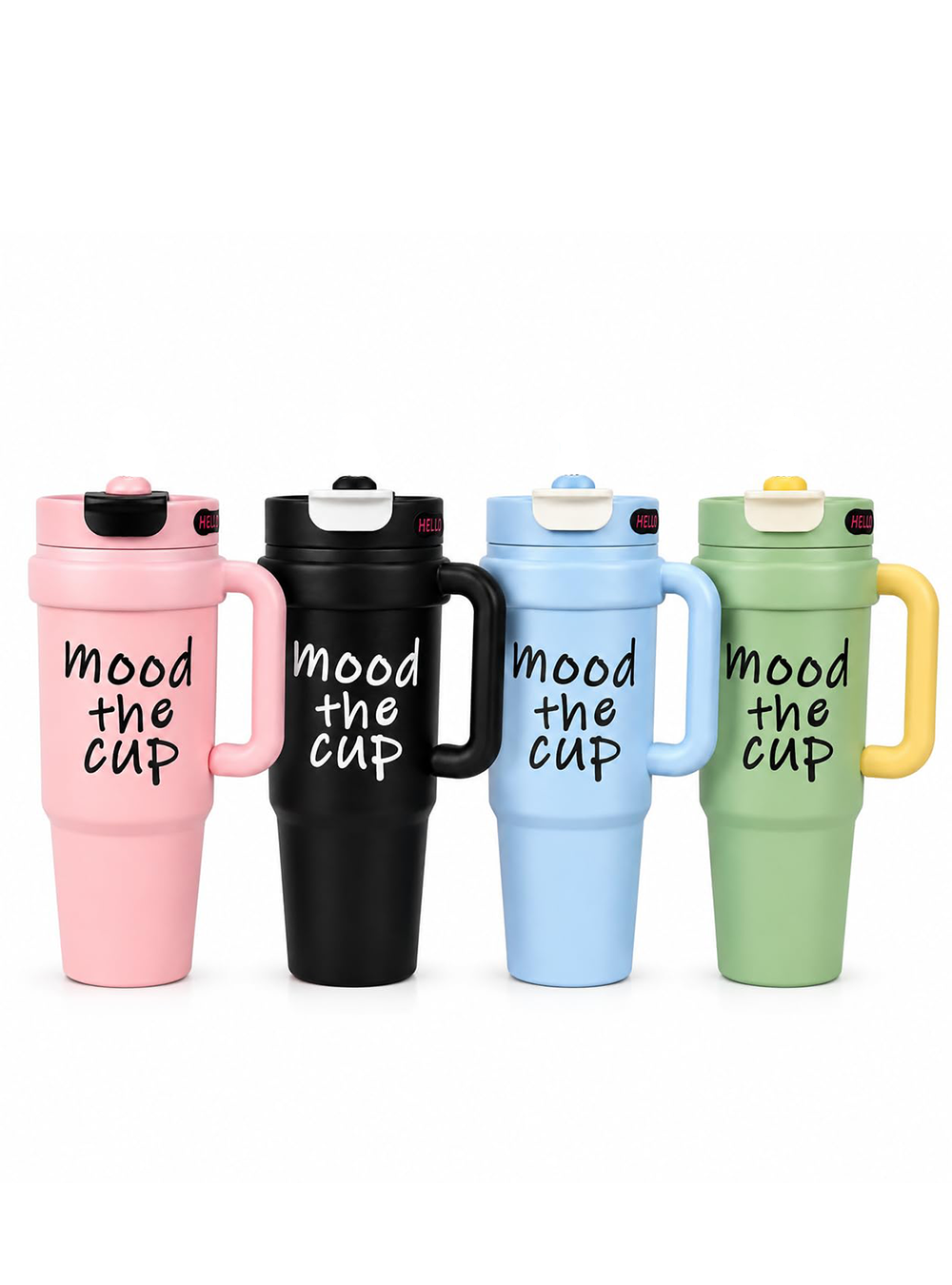 Kitchzohome Stainless Steel Travel Tumbler 900ML | Vacuum Insulated Coffee Mug with Handle, Flip Straw Lid, Leakproof Hot & Cold Flask (Black)