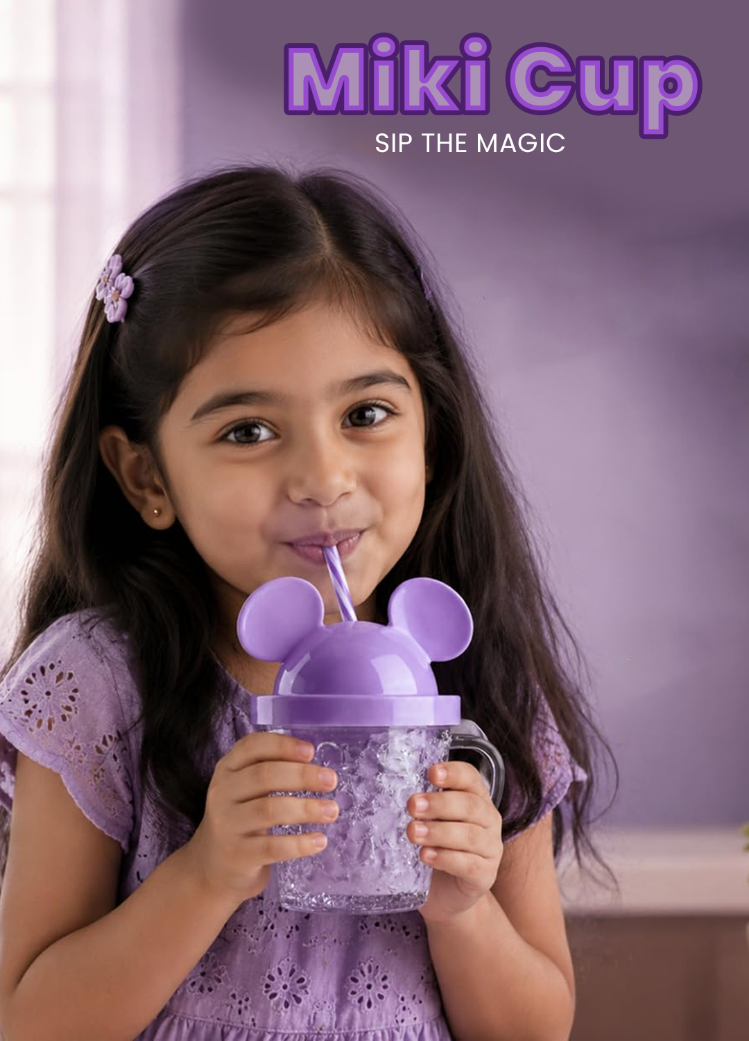 kitchzohome Cute Miki Cup Sipper with Straw, Acrylic Gel Tumbler, Random Color Delivere