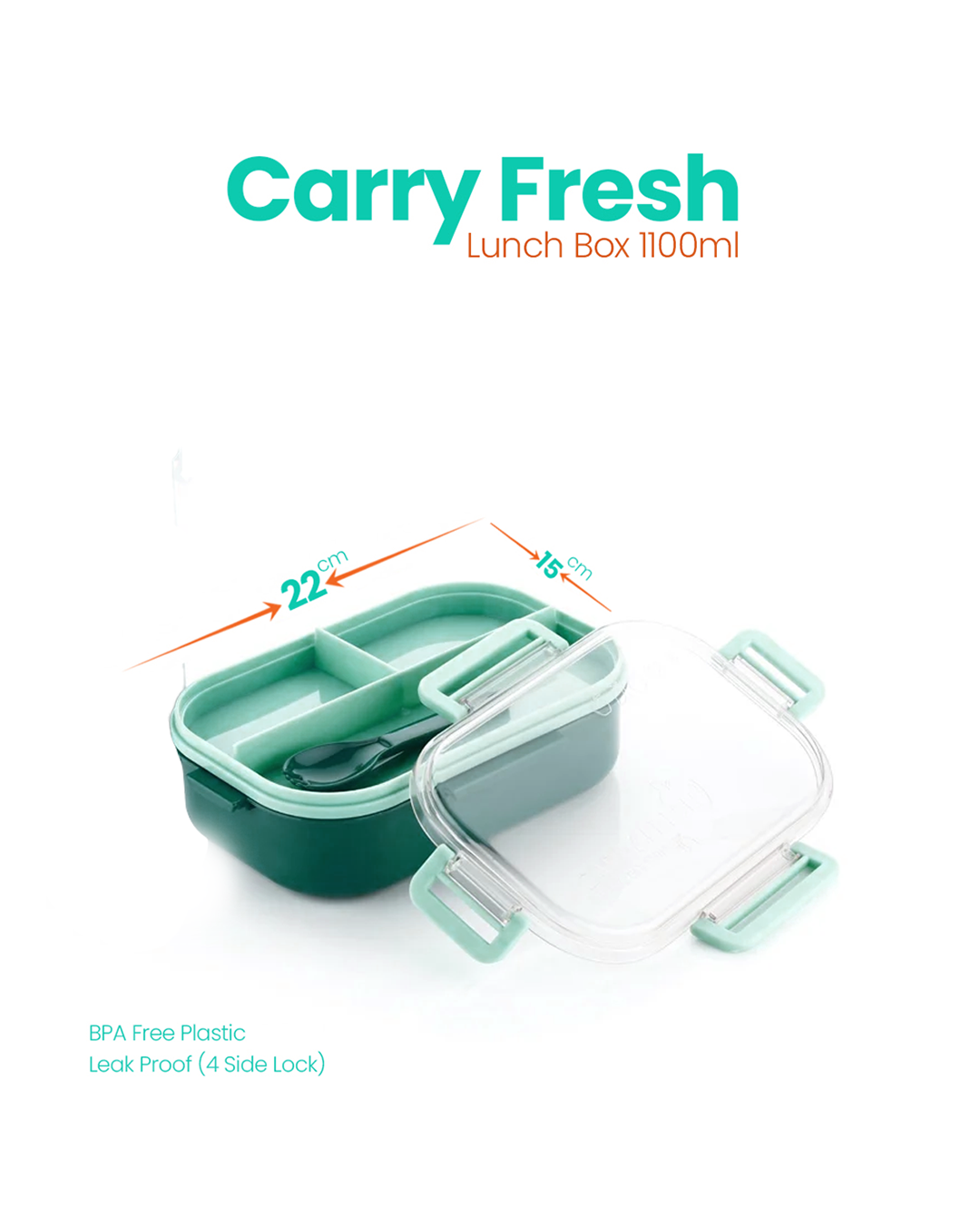 Kitchzohome Lunch Box for Office & School | Leakproof BPA Free Plastic Tiffin Box with Compartments | Food Storage Container for Kids & Adults