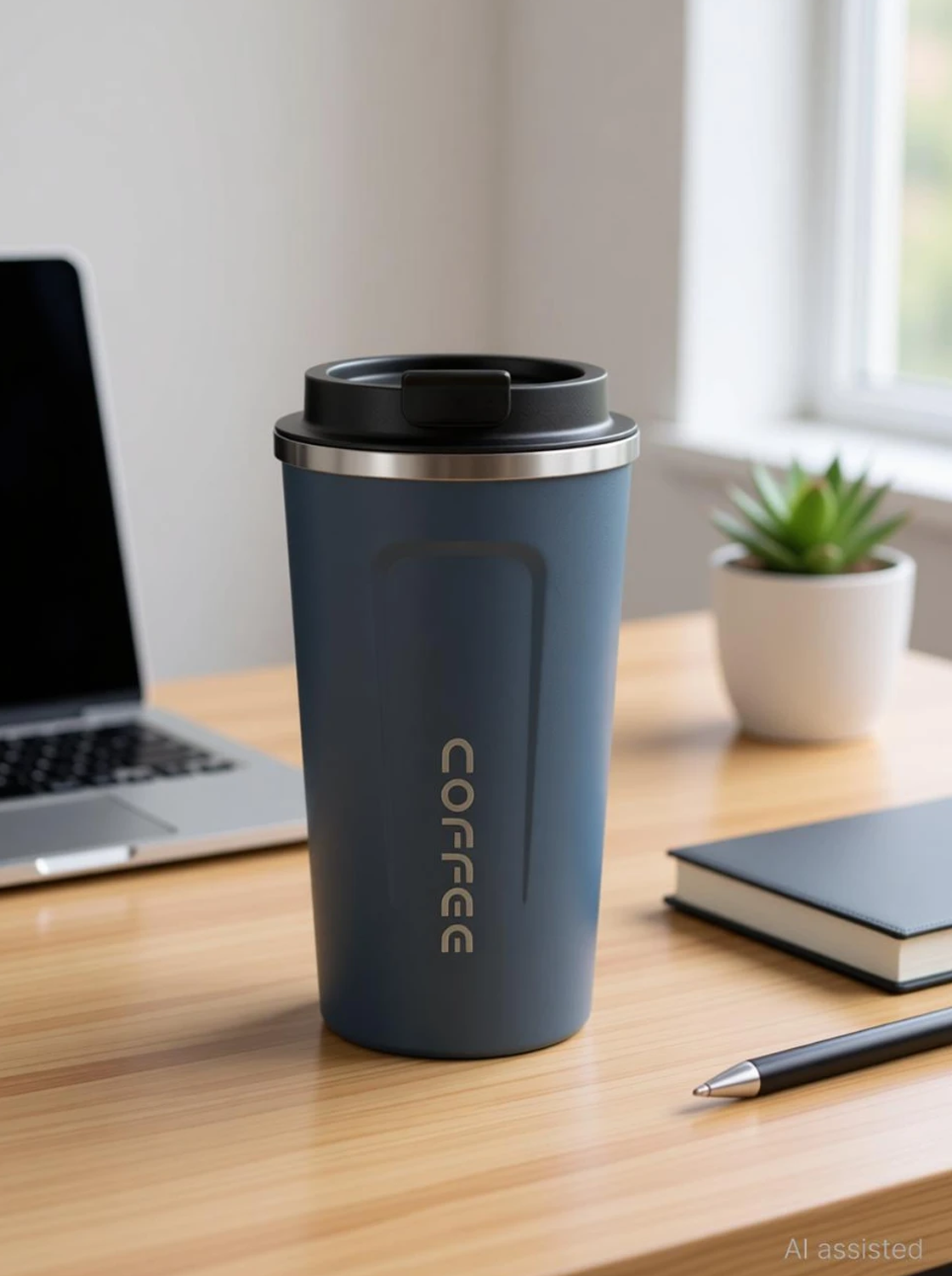 Stainless Steel Insulated Travel Coffee Mug with Leak-Proof Flip Lid (510ml) | Double Wall Vacuum Thermal Cup for Hot & Cold Drinks, Tea, Coffee | Reusable Car Tumbler with Anti-Slip Grip