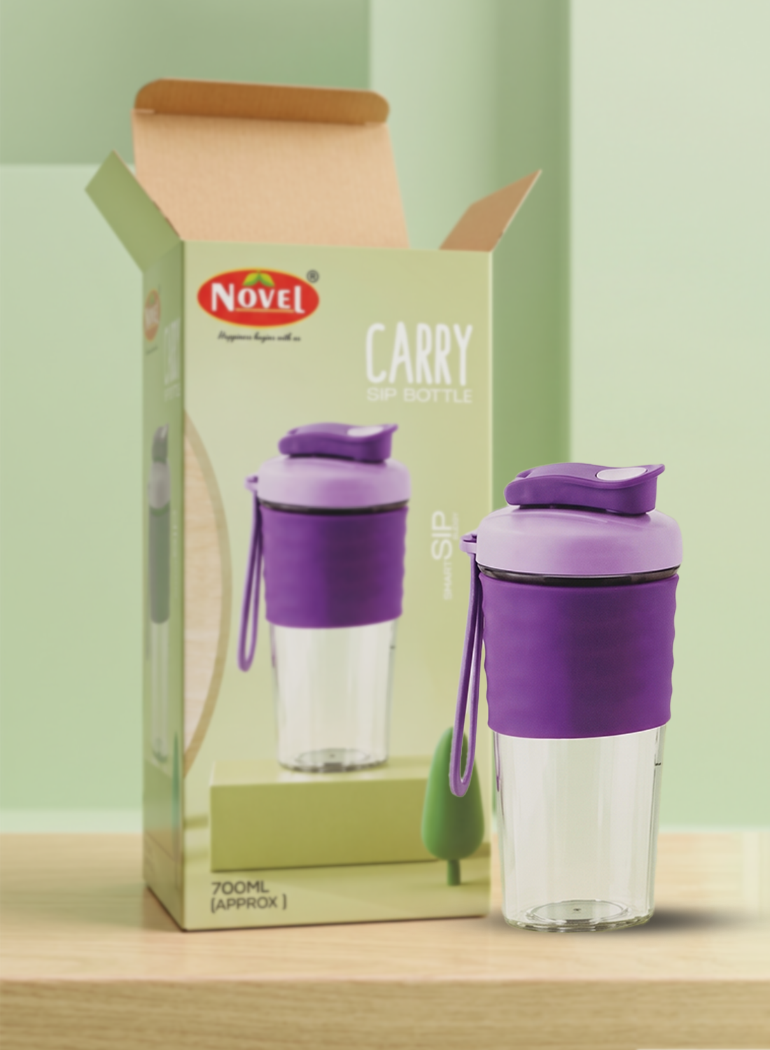 kitchzohome Carry & Sip Portable Tritan Water Bottle with Silicone Grip 700 ml Plastic Sipper (Pack of 1, Multicolor)