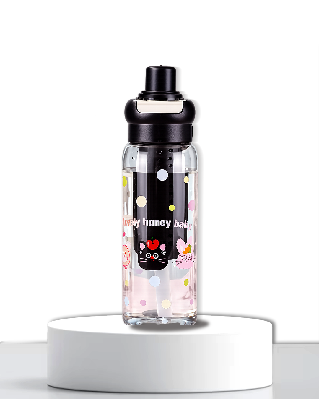 kitchzohome Fruit Infuser Water Bottle 650 ml with Straw & Flip Top Lid 650 ml Plastic Sipper (Pack of 1)