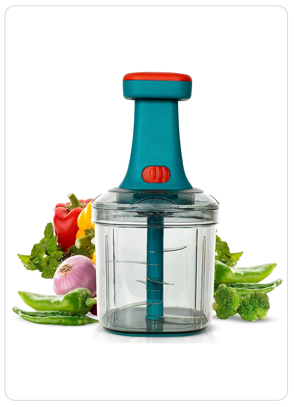 Kitchzohome Vegetable Chopper with 5 Stainless Steel Blades | Manual Push Food Chopper, Vegetable Cutter