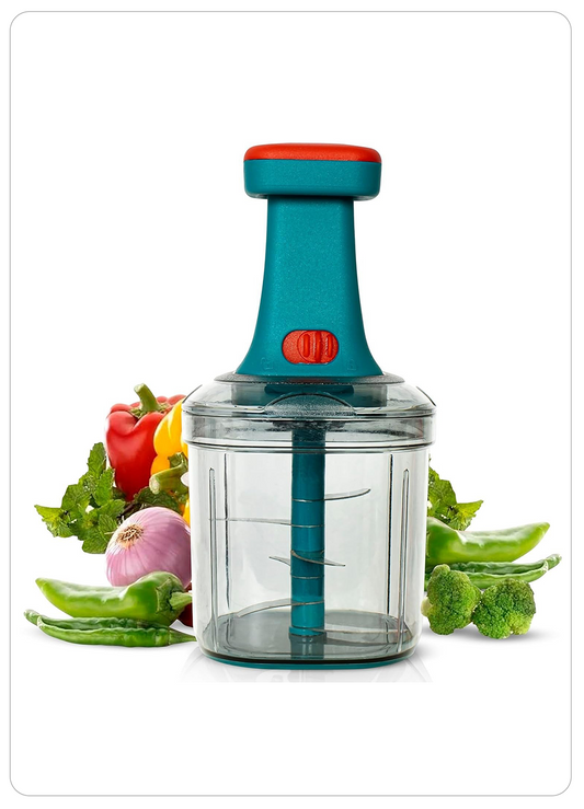 Kitchzohome Vegetable Chopper with 5 Stainless Steel Blades | Manual Push Food Chopper, Vegetable Cutter