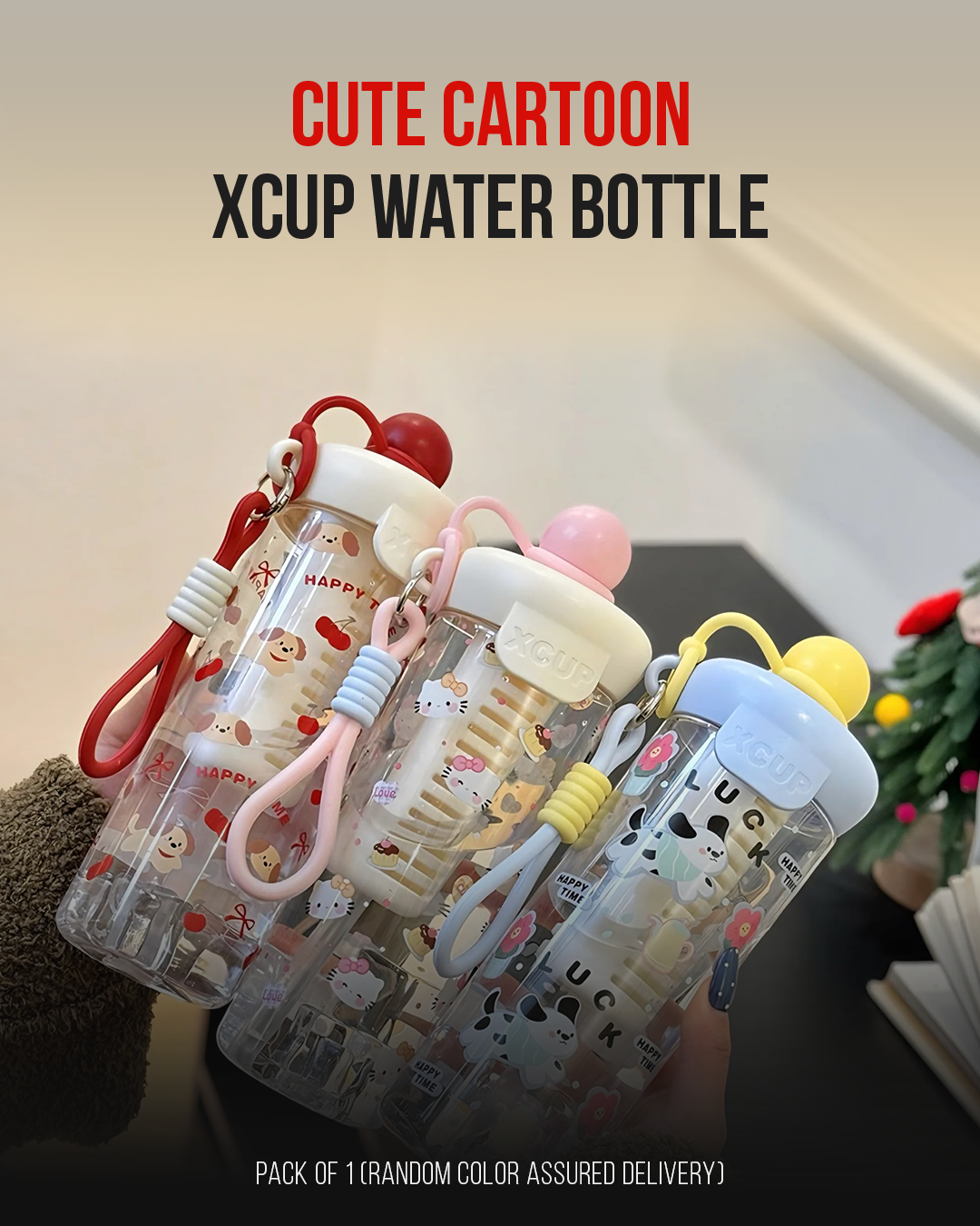 Kitchzohome 650ML Premium XCUP Water Bottle with Straw – BPA Free, Leakproof &amp; Reusabl(Pack of 1, Assorted/Random Color)