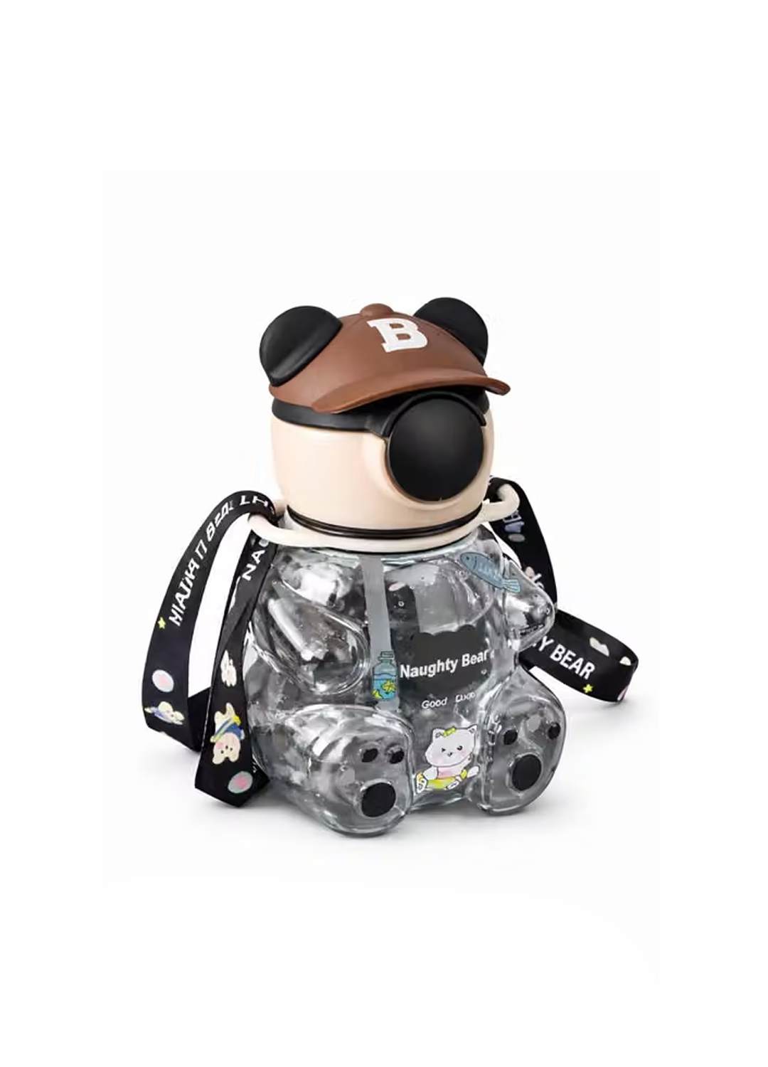 Cute Teddy Bear Water Bottle for Kids with Shoulder Strap