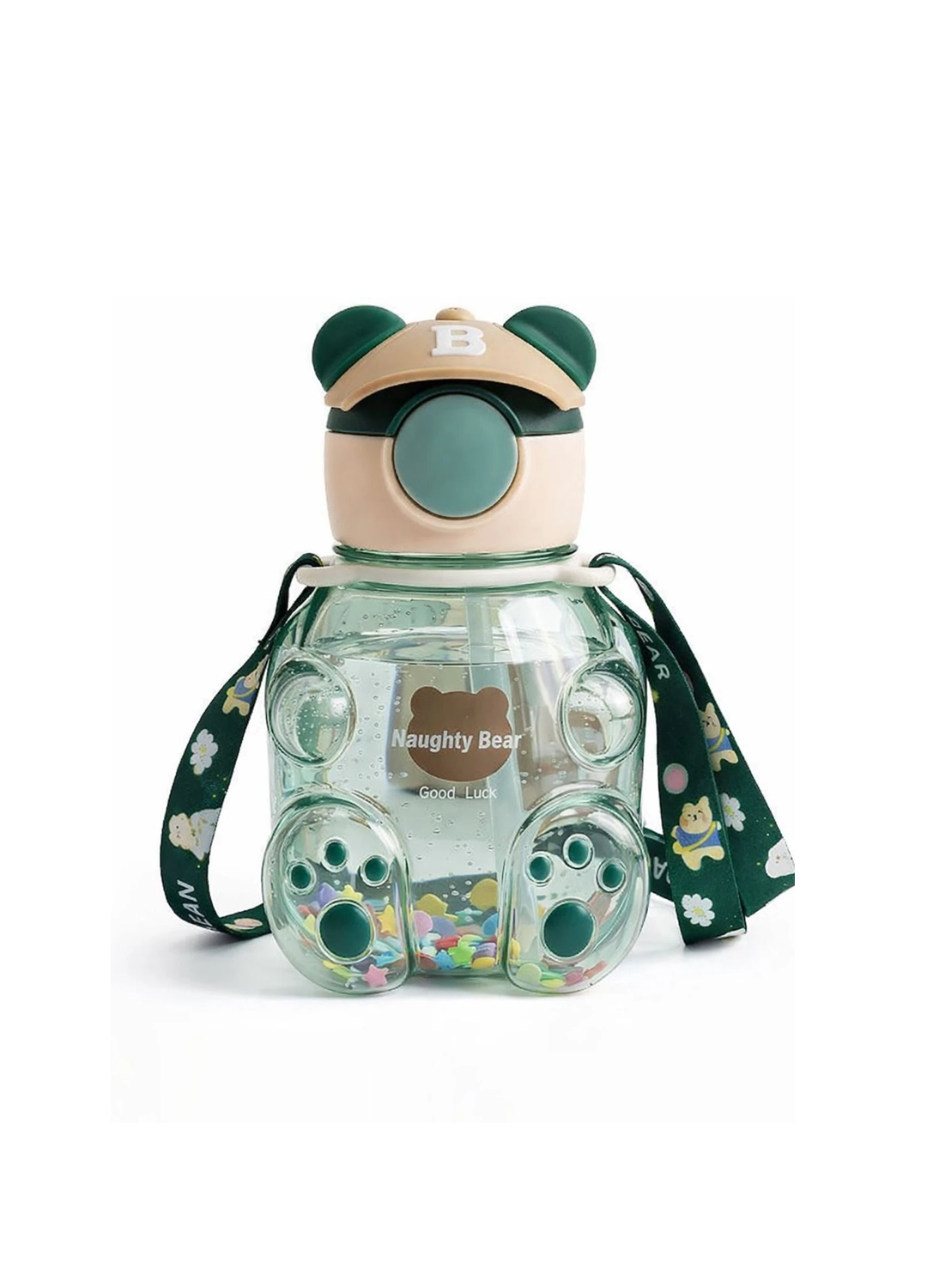 Cute Teddy Bear Water Bottle for Kids with Shoulder Strap