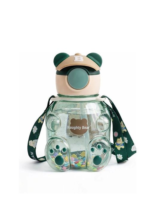 Cute Teddy Bear Water Bottle for Kids with Shoulder Strap