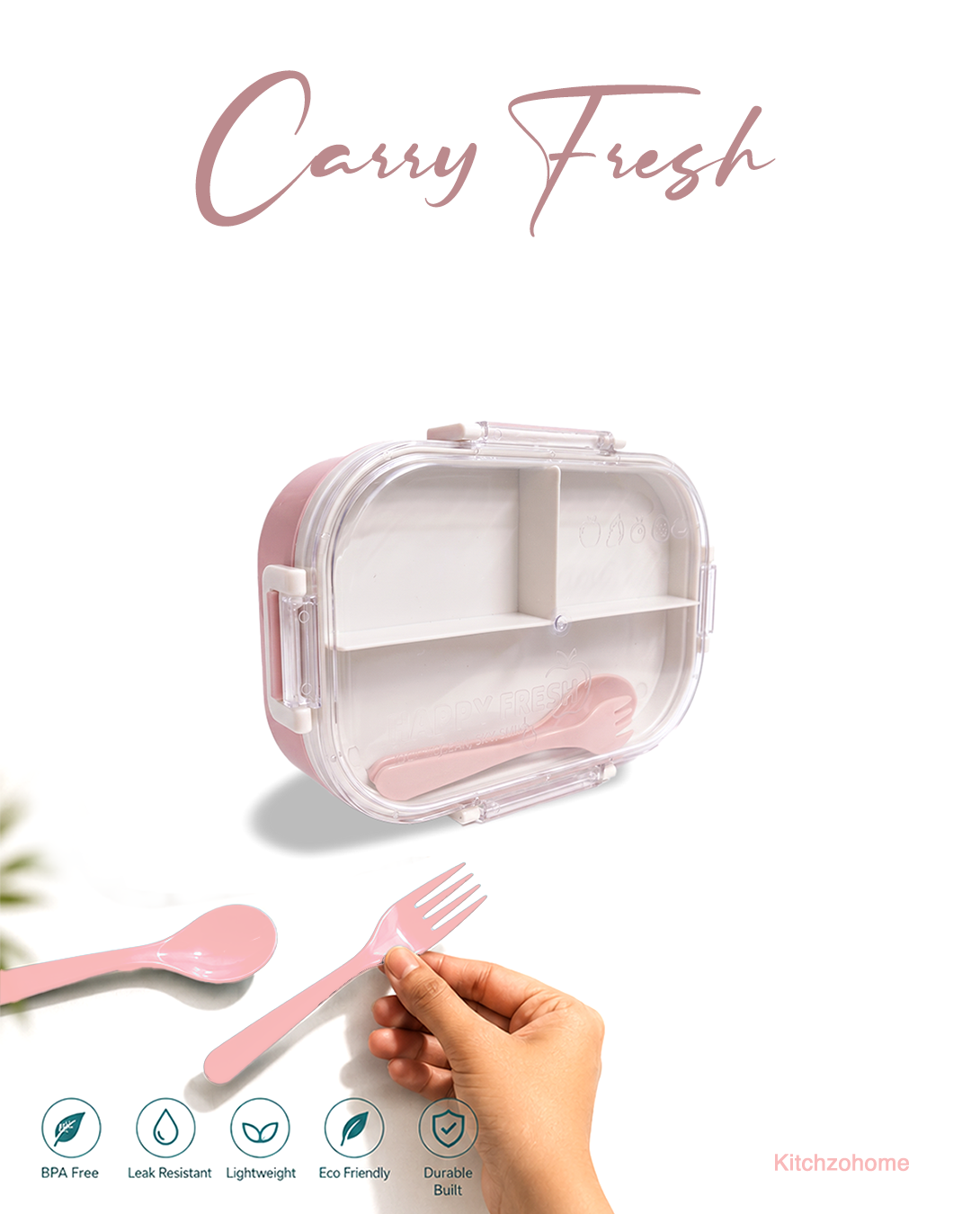 Kitchzohome Lunch Box for Office & School | Leakproof BPA Free Plastic Tiffin Box with Compartments | Food Storage Container for Kids & Adults
