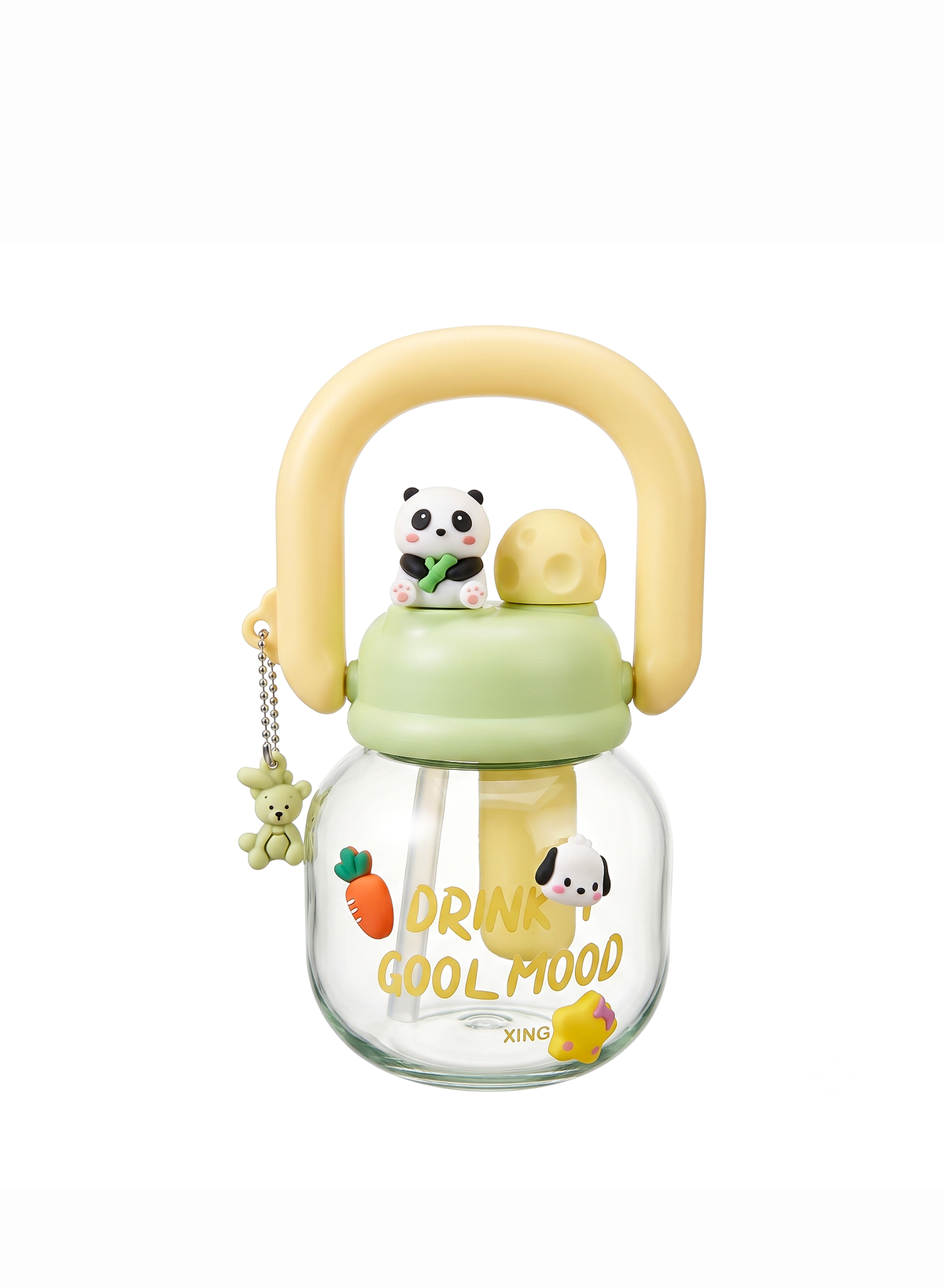 kitchzohome Cute Panda Sipper Water Bottle 800 ml Plastic Sipper (Pack of 1)