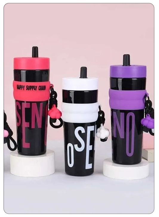 Happy Chain Sipper Tumbler Leak Proof Lid Sipper Bottle with Straw | Airtight, Bpa-Free, Food Grade Bottle for Office, Travel, School, Gym (Pack Of 1)