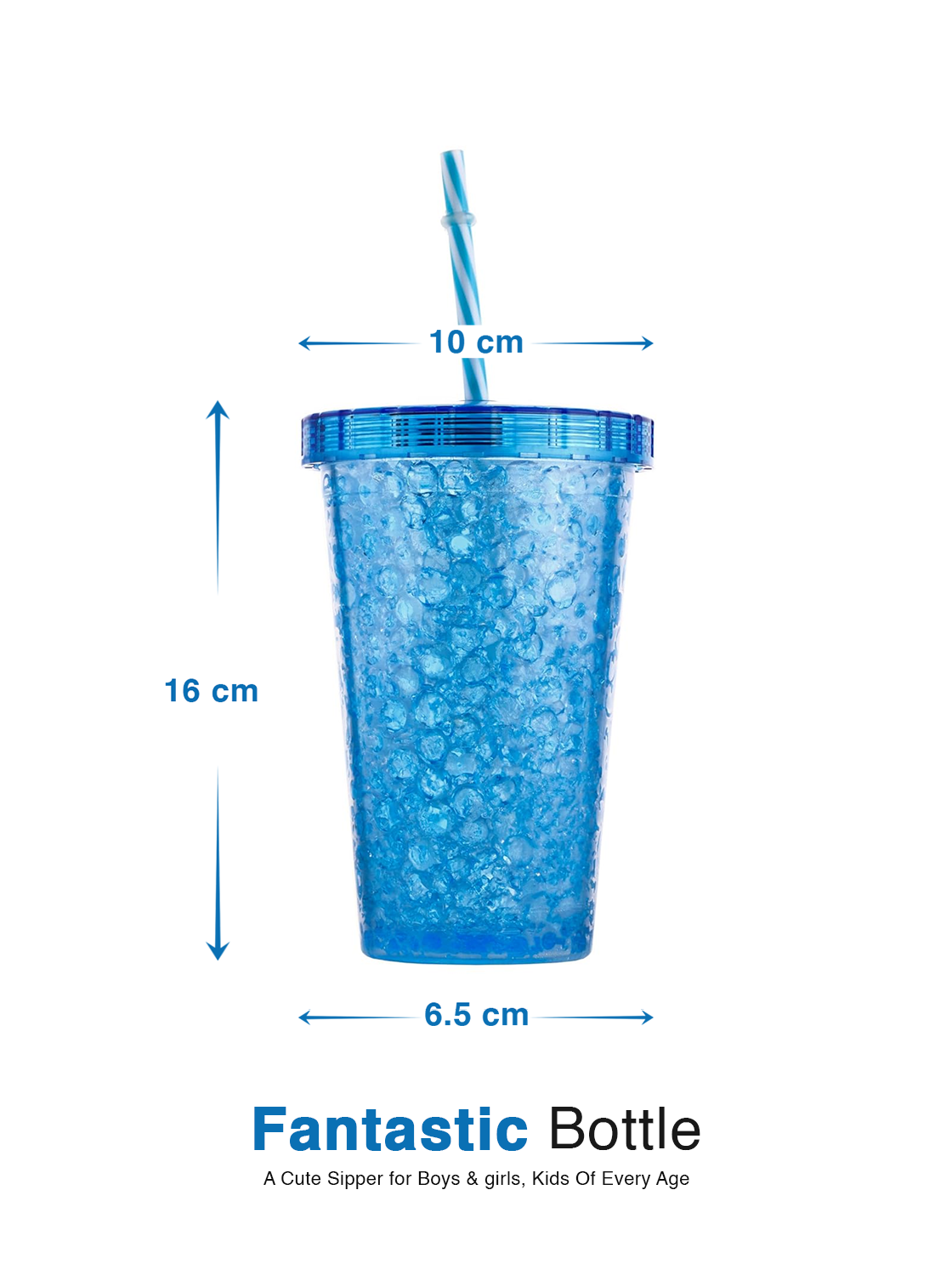 kitchzohome Jelly Sipper Tumbler with Straw, Double Wall Gel Freezer Cup Plastic Tumbler (500 ml, Pack of 1)