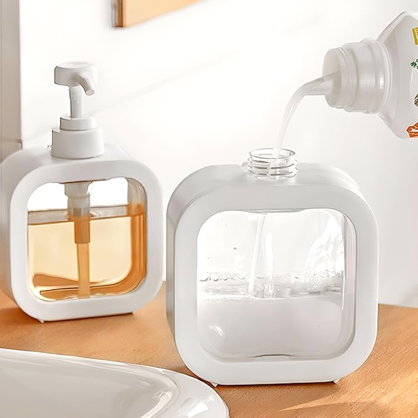 Kitchzohome Soap Dispenser 300ML | Refillable Liquid Soap Dispenser Pump for Bathroom & Kitchen | Plastic Hand Wash, Shampoo, Lotion & Sanitizer Bottle