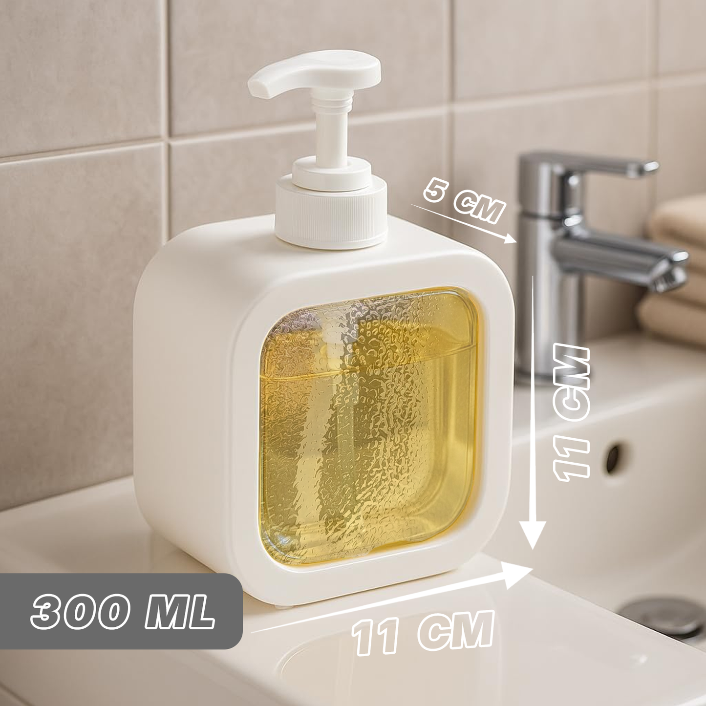 Kitchzohome Soap Dispenser 300ML | Refillable Liquid Soap Dispenser Pump for Bathroom & Kitchen | Plastic Hand Wash, Shampoo, Lotion & Sanitizer Bottle