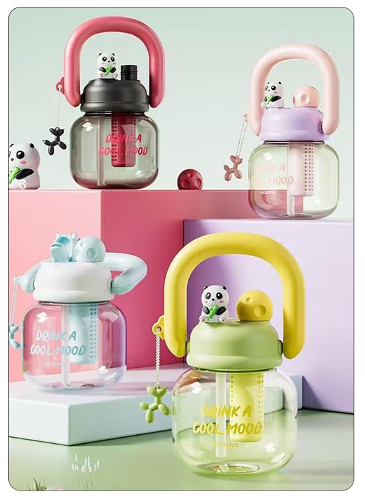 kitchzohome Cute Panda Sipper Water Bottle 800 ml Plastic Sipper (Pack of 1)
