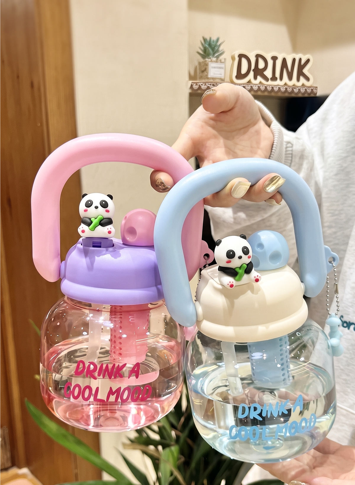 kitchzohome Cute Panda Sipper Water Bottle 800 ml Plastic Sipper (Pack of 1)