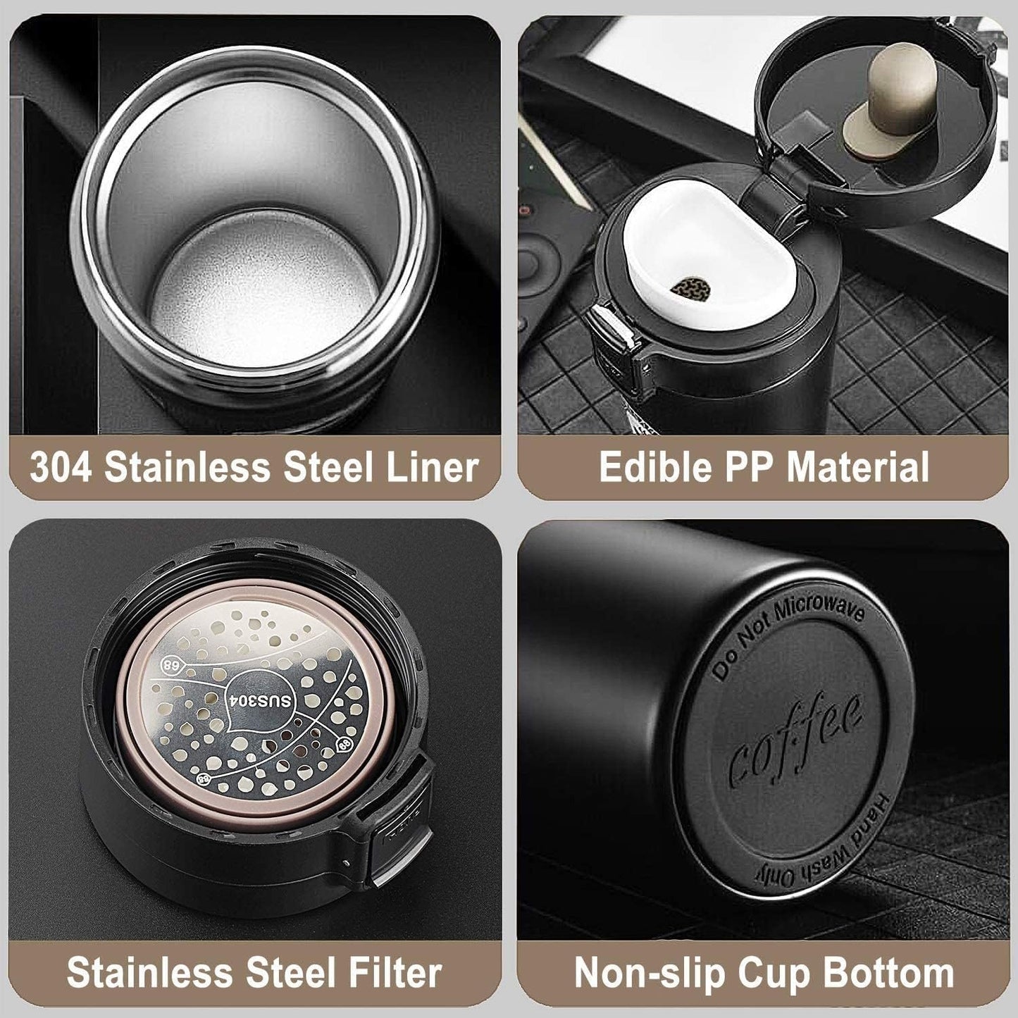Kitchzohome Insulated Coffee Travel Mug 500ML | Double Wall Vacuum Stainless Steel Tumbler with Leakproof Lid | Hot & Cold Coffee Cup for Office, Car, Gym & Travel | Reusable Thermos Flask