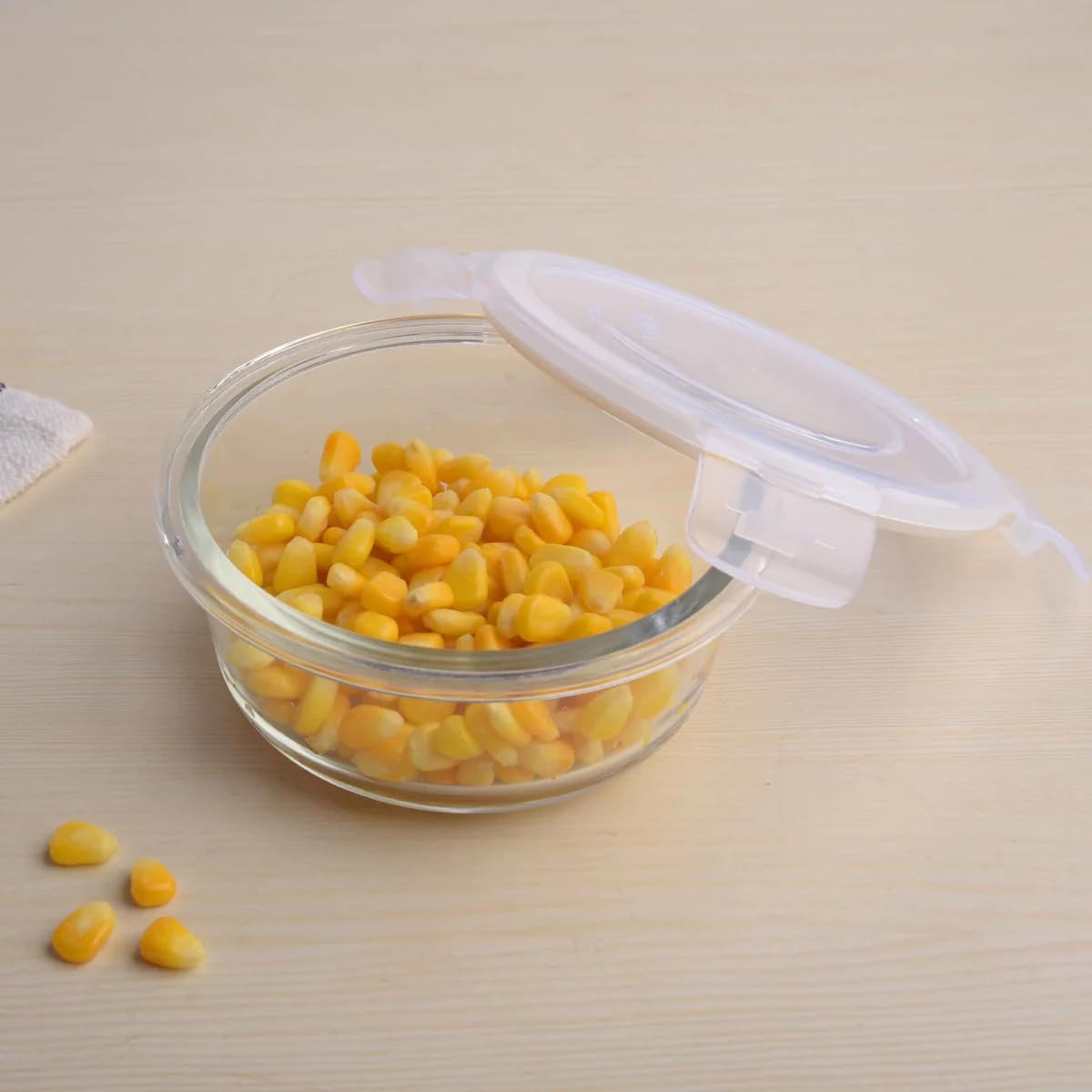 Kitchzohome Round Glass Lunch Box with Leakproof Locking Lid | BPA Free Glass Food Storage Container for Office, School, Kitchen, Meal Prep & Microwave Safe Lunch Bowl