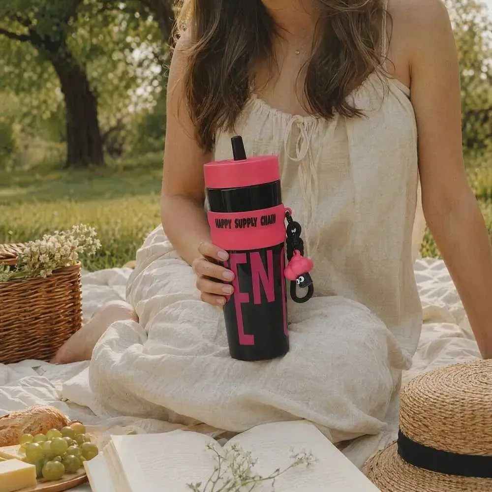 Happy Chain Sipper Tumbler Leak Proof Lid Sipper Bottle with Straw | Airtight, Bpa-Free, Food Grade Bottle for Office, Travel, School, Gym (Pack Of 1)