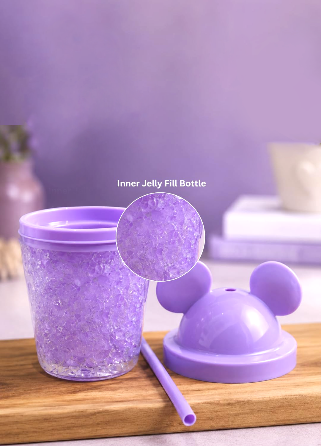 kitchzohome Cute Miki Cup Sipper with Straw, Acrylic Gel Tumbler, Random Color Delivere