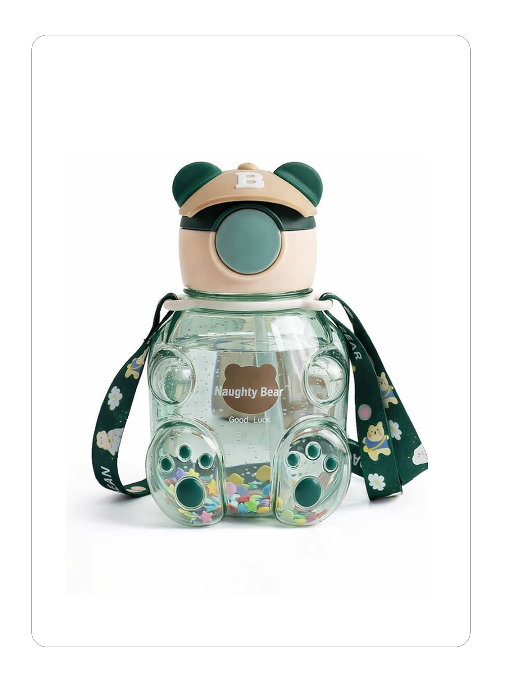 Cute Teddy Bear Water Bottle for Kids with Shoulder Strap